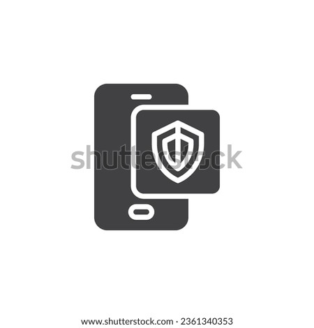 Phone protection shield vector icon. filled flat sign for mobile concept and web design. Mobile phone security glyph icon. Symbol, logo illustration. Vector graphics