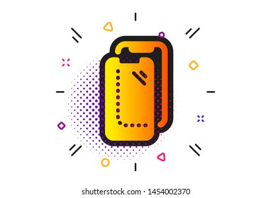 Phone protection sign. Halftone circles pattern. Smartphone glass icon. Mobile device symbol. Classic flat smartphone glass icon. Vector