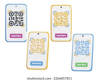 Phone with QR Code 3d Vector Icon