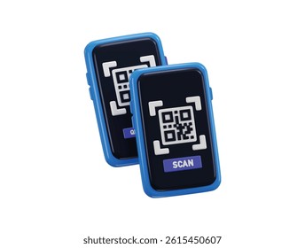 phone qr code scan icon 3d render concept of scans qr code for online payment, money transaction on mobile app service vector illustration