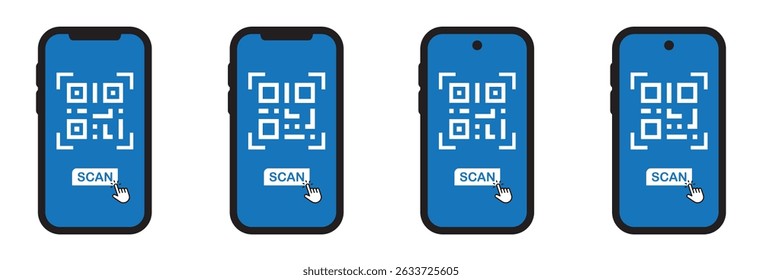 Phone qr code scan icon, vector illustration