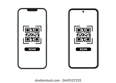 Phone qr code scan icon, vector illustration