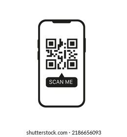 Teléfono con código qr, escanéame. Ilustración del vector