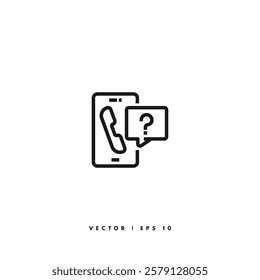 Phone Question Icon. Editable Stroke