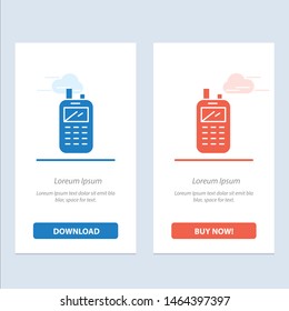 Phone, Radio, Receiver, Wireless  Blue and Red Download and Buy Now web Widget Card Template. Vector Icon Template background