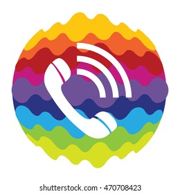 Phone Rainbow Color Icon for Mobile Applications and Web Vector Illustration EPS10