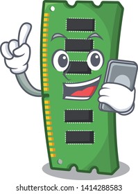 With phone RAM memory card isolated in cartoon