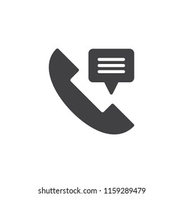 Phone receiver, contact us vector icon. filled flat sign for mobile concept and web design. Telephone handset with talk bubble simple solid icon. Symbol, logo illustration. Vector graphics