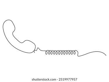 Phone receiver continuous one line drawing. Isolated on white background vector illustrator