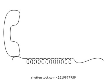 Phone receiver continuous one line drawing. Isolated on white background vector illustrator