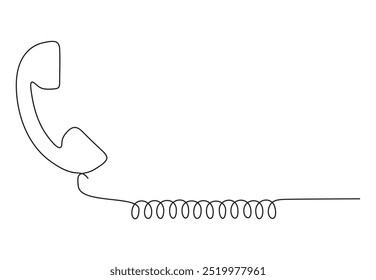 Phone receiver continuous one line drawing. Isolated on white background vector illustrator