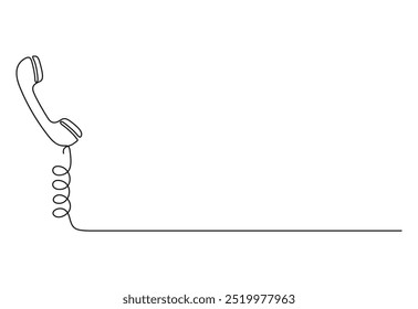 Phone receiver continuous one line drawing. Isolated on white background vector illustrator