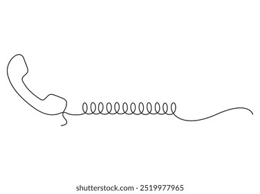 Phone receiver continuous one line drawing. Isolated on white background vector illustrator