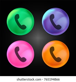 Phone receiver crystal ball design icon in green - blue - pink and orange.