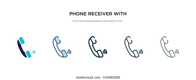 phone receiver with icon in different style vector illustration. two colored and black phone receiver with vector icons designed in filled, outline, line and stroke style can be used for web,