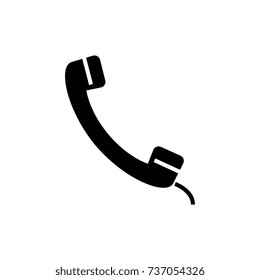 phone receiver icon, vector illustration, black sign on isolated background