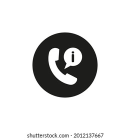 Receptor de teléfono con información símbolo del doodle dibujado a mano con la señal de la información. Servicio al cliente, ayuda, concepto de asistencia. Ilustración vectorial para impresión, web, móvil e infografía sobre fondo blanco.