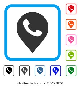 Phone Receiver Marker icon. Flat gray pictogram symbol inside a light blue rounded rectangle. Black, gray, green, blue, red, orange color additional versions of Phone Receiver Marker vector.