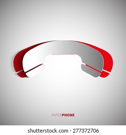 Phone receiver in papercut style, vector icon