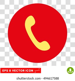 Phone Receiver round icon. Vector EPS illustration style is flat iconic bicolor symbol, yellow and intensive red colors, transparent background.