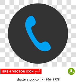 Phone Receiver round icon. Vector EPS illustration style is flat iconic bicolor symbol, blue and gray colors, transparent background.