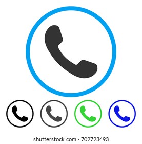 Phone Receiver rounded icon. Vector illustration style is a flat iconic symbol inside a circle, black, gray, blue, green versions. Designed for web and software interfaces.