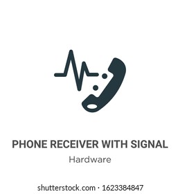 Phone receiver with signal glyph icon vector on white background. Flat vector phone receiver with signal icon symbol sign from modern hardware collection for mobile concept and web apps design.