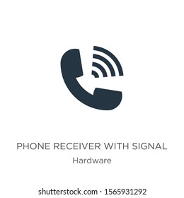 Phone receiver with signal icon vector. Trendy flat phone receiver with signal icon from hardware collection isolated on white background. Vector illustration can be used for web and mobile graphic 