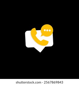 Phone receiver with speech.Phone icon vector. Telephone icon symbol isolated. Call icon. Customer support.telephone receiver and speech bubble. Support, customer service, help, communication concept. 