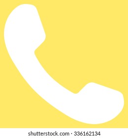 Phone Receiver vector icon. Style is flat symbol, white color, rounded angles, yellow background.