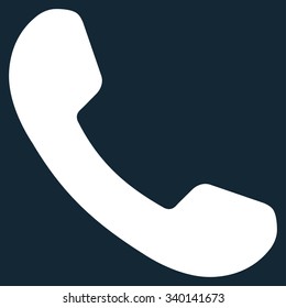 Phone Receiver vector icon. Style is flat symbol, white color, rounded angles, dark blue background.