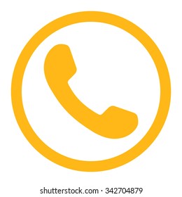 Phone Receiver vector icon. Style is flat rounded symbol, yellow color, rounded angles, white background.