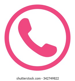 Phone Receiver vector icon. Style is flat rounded symbol, pink color, rounded angles, white background.