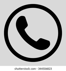 Phone Receiver vector icon. Style is flat rounded symbol, black color, rounded angles, light gray background.