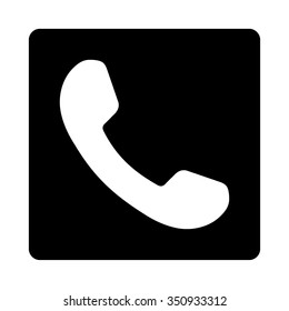 Phone Receiver vector icon. Style is flat rounded square button, white and black colors, white background.