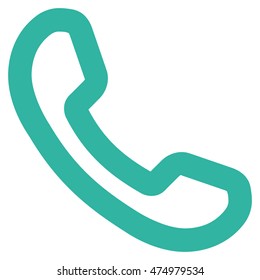 Phone Receiver vector icon. Style is stroke flat icon symbol, cyan color, white background.