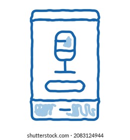Phone Recording sketch icon vector. Hand drawn blue doodle line art Phone Recording sign. isolated symbol illustration