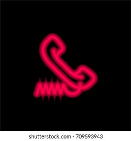 Phone red glowing neon ui ux icon. Glowing sign logo vector