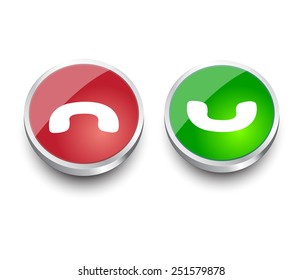 Phone red and green  design elements for website or app. Vector eps10.