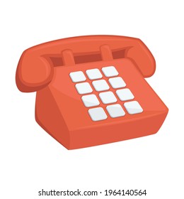 Phone Red Sign Emoji Icon Illustration. Communication Vector Symbol Emoticon Design Vintage Telephone.