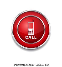 Phone Red Vector Icon Button