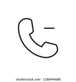 Phone related function with a minus sign for remove, decrease or withdraw feature. Vector thin line icon