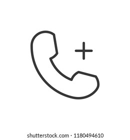 Phone Related Function With A Plus Sign For Add Content, Increase Volume And Other Features. Vector Thin Line Icon