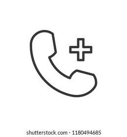 Phone Related Function With A Plus Sign For Add Content, Increase Volume And Other Features. Vector Thin Line Icon