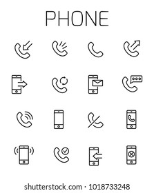 Phone related vector icon set. Well-crafted sign in thin line style with editable stroke. Vector symbols isolated on a white background. Simple pictograms.