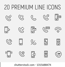 Phone related vector icon set. Well-crafted sign in thin line style with editable stroke. Vector symbols isolated on a white background. Simple pictograms