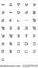 Phone Related Vector Line Icon Simple Set. Contains Icons like Mute, Notification, message notification. Editable stroke. 48 pixel