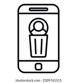 Phone remove user icon outline vector. Delete service. People privacy