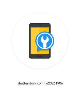 phone repair, configuration flat icon