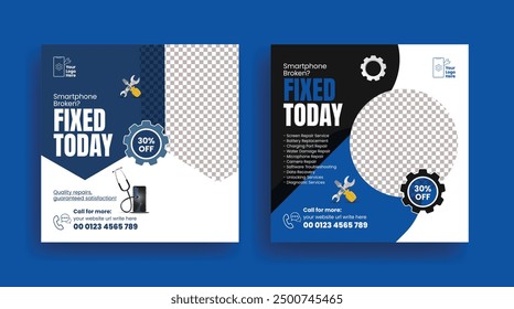 Phone repair and Electronics repair service shop social media banner ads or promotional repair service marketing web banner template design
